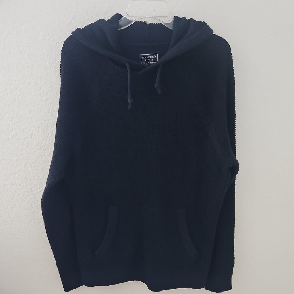 Abercrombie & Fitch Navy Chunky Light Knit hooded Sweater L